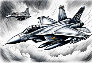 Fighter jet in a storm tattoo idea