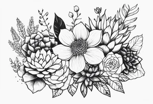 Western floral and succulent forearm sleeve tattoo idea