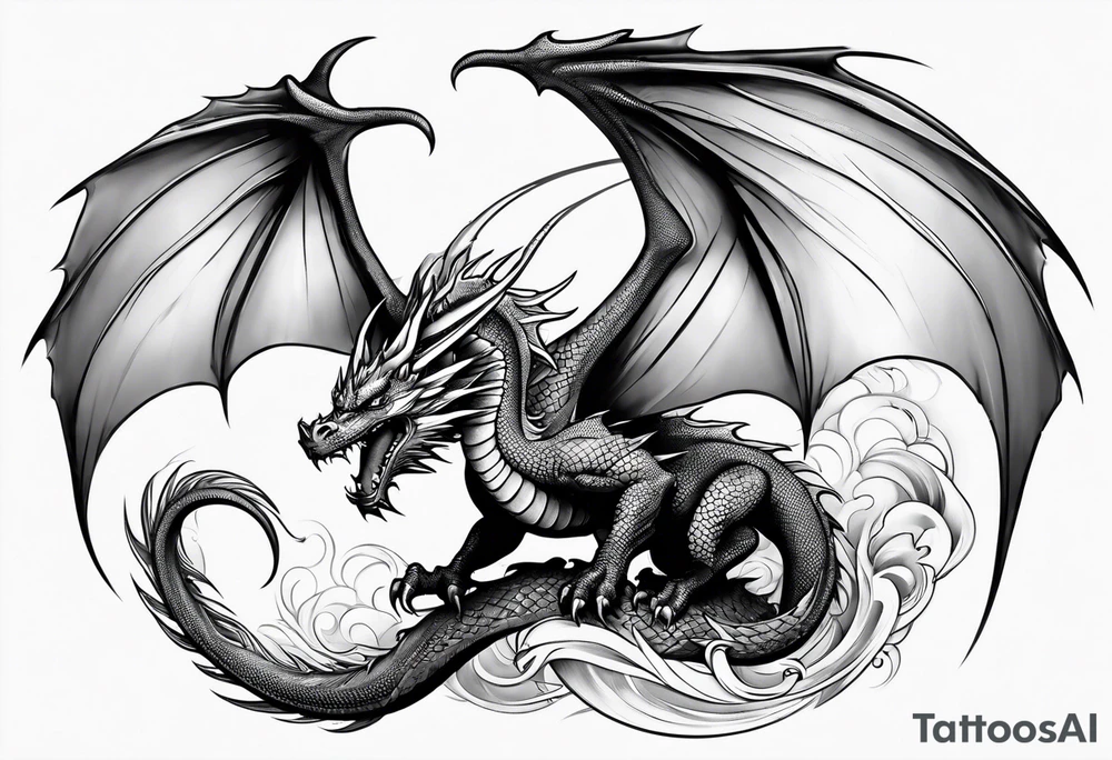 dragon flying tattoo idea