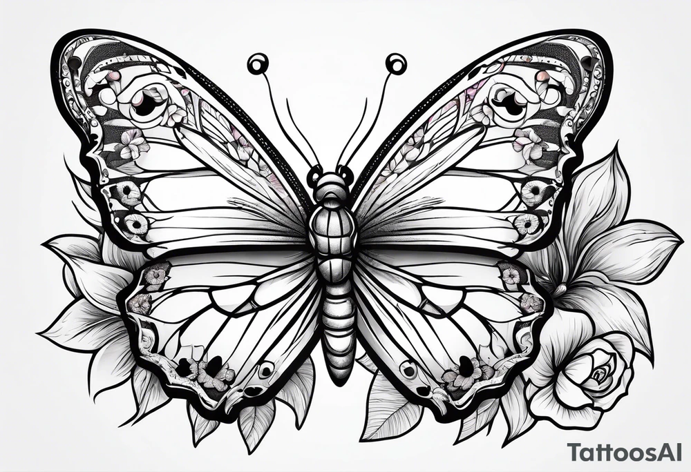 Butterfly on a flower tattoo idea