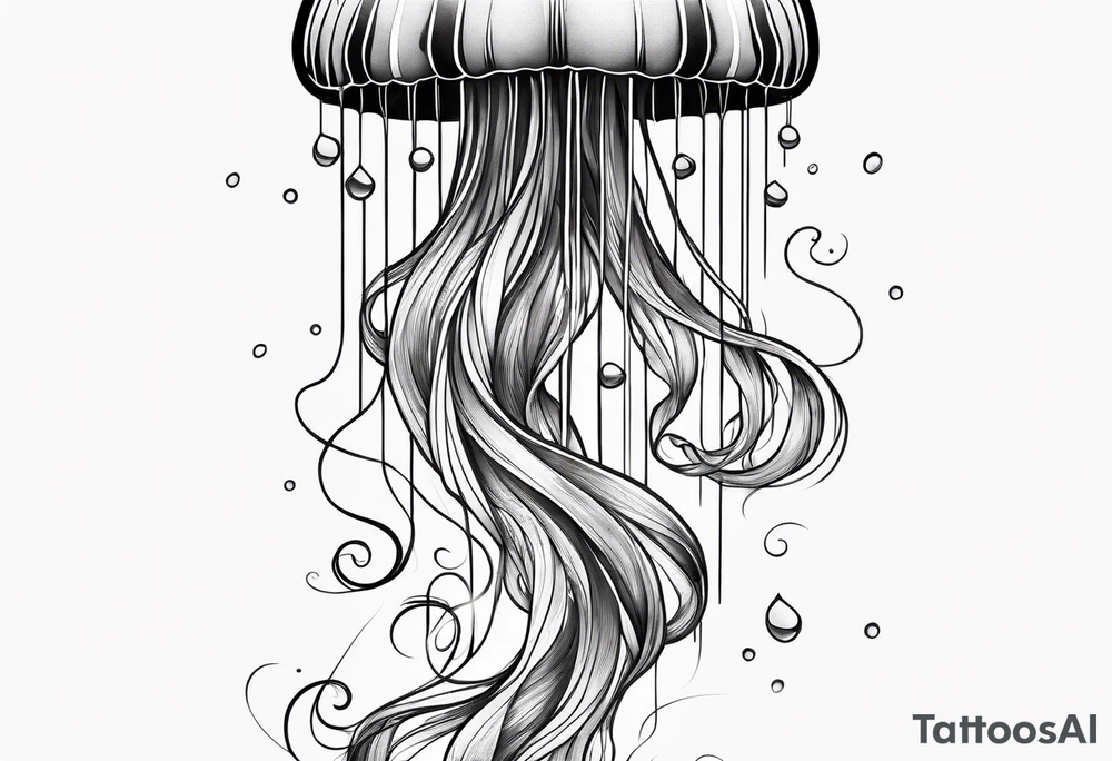 Delicate jellyfish long thin tattoo idea