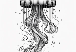 Delicate jellyfish long thin tattoo idea