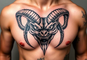 Scary teeth alien eyes 
Goat horns tattoo idea