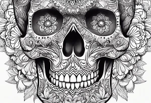 Draw me a skull with smoke out of his mouth add some flowers underneath with some mandalas Down under it tattoo idea