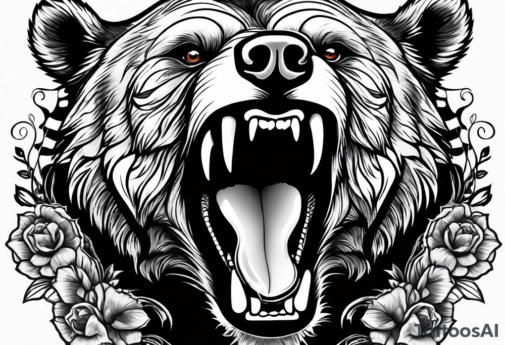 growling bear, torso tattoo idea