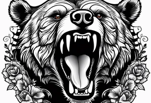 growling bear, torso tattoo idea