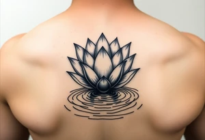 serene lotus flower emerging from sacred waters with ripples tattoo idea