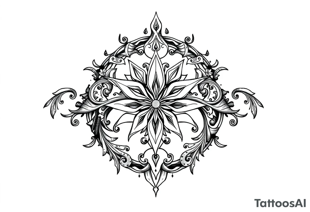 mytical shaman style ornametn with ancient rhyme tattoo idea