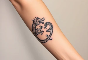 2 dragons symbolizing inner conflict, covering whole forearm tattoo idea