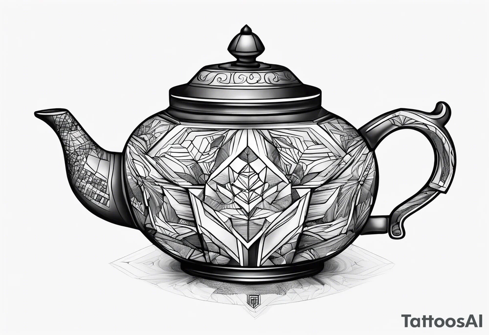 Teapot with 3-d cube tattoo idea