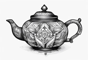Teapot with 3-d cube tattoo idea