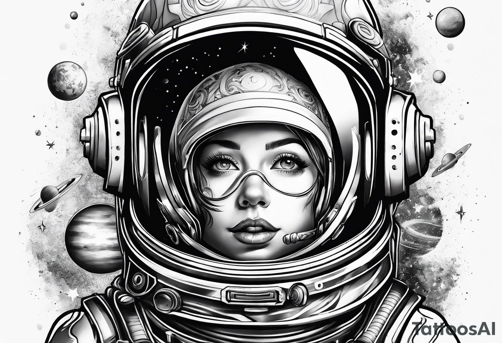 Funny space man tattoo idea