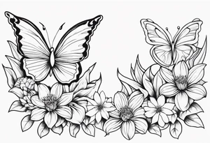 Butterflies with lilys, asters and morning glories tattoo idea