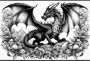 Dragon mushrooms on wings tattoo idea