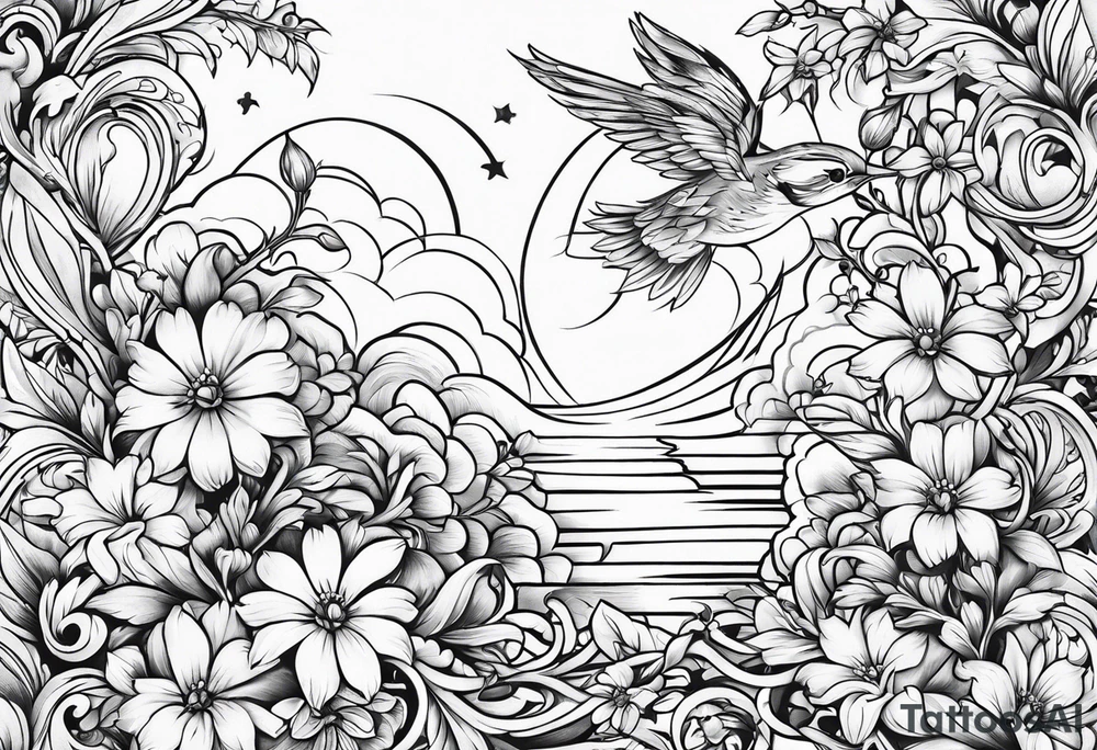 vines flowers tattoo idea
