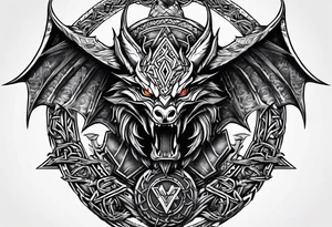 Valhalla sword shield dragon axe Valknut barbed wire chains tribal tattoo idea