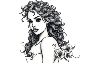 curly haired woman and African American man tattoo idea