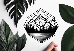 Mountains and trees reflection tattoo idea