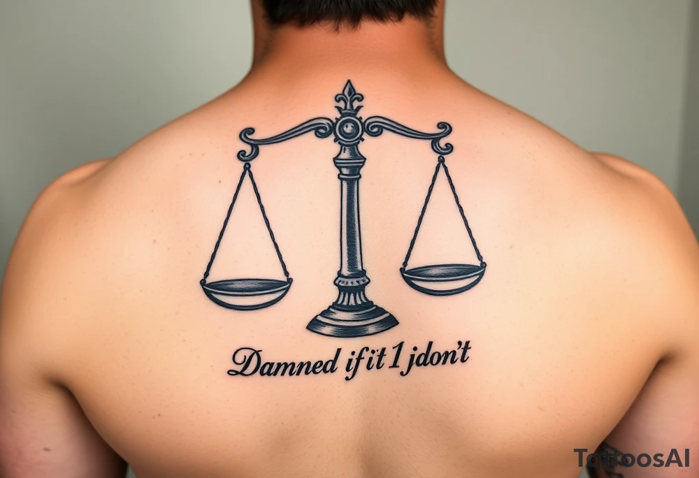 scales of justice that say "Damned if I do & Damned if I don't" tattoo idea