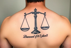 scales of justice that say "Damned if I do & Damned if I don't" tattoo idea
