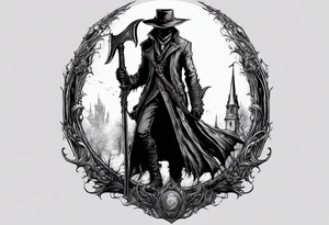 Bloodborne hunter, holding  scythe, sadness tattoo idea