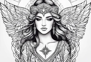 Genera un ángel en primer plano tattoo idea