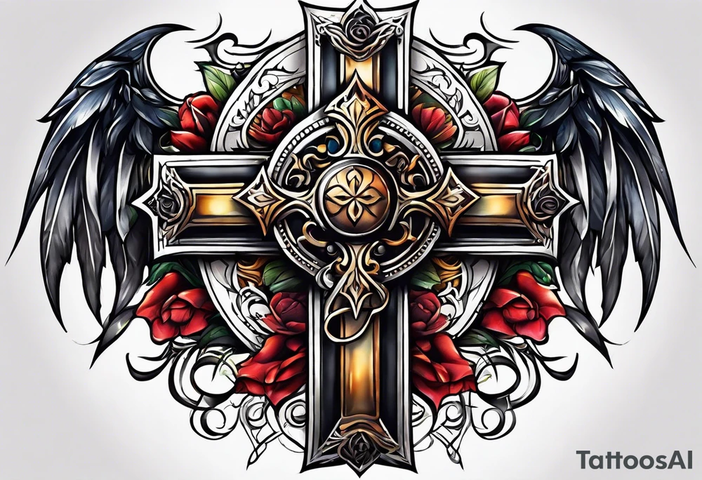 leather cross tattoo idea