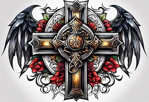 leather cross tattoo idea