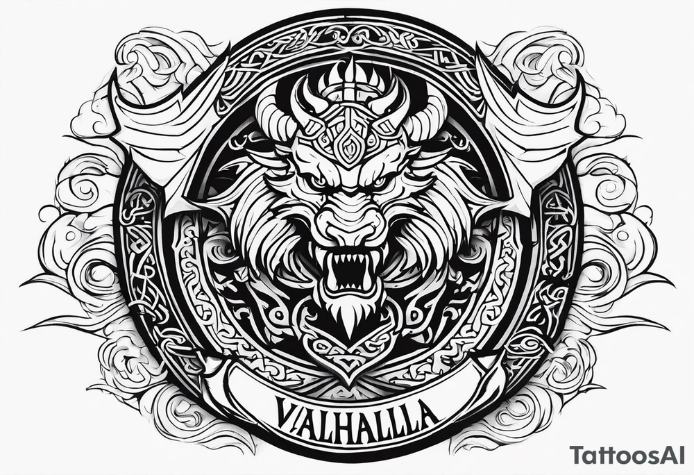 Valhalla sword shield viking ship dragon head tattoo idea Valhalla sword shield viking ship dragon head tattoo idea