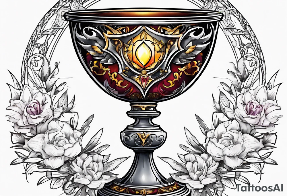 chalice surrounded by halo tattoo idea