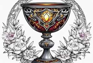 chalice surrounded by halo tattoo idea