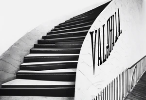 Valhalla stairs fog clouds tattoo idea
