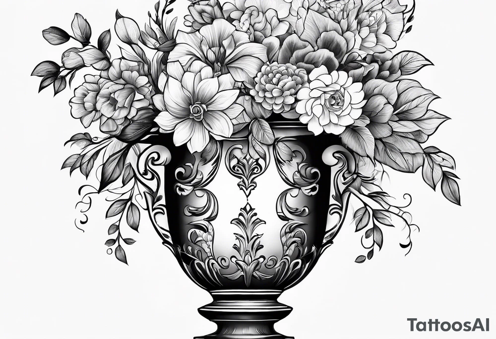 drawing ancient flower vase tattoo idea
