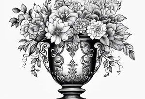 drawing ancient flower vase tattoo idea