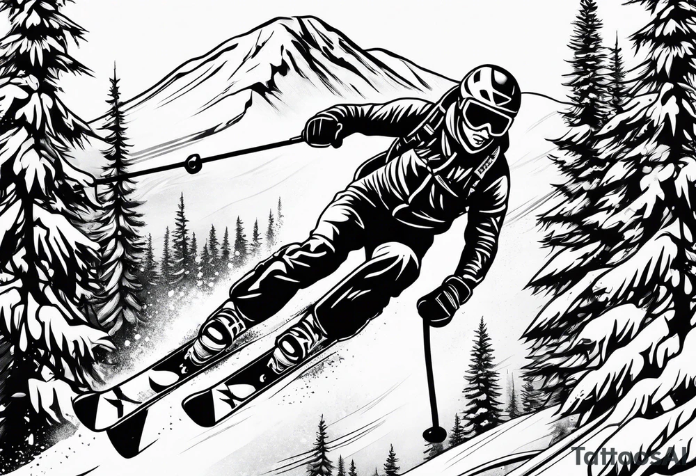 snow skier, water skier and mountain biking tattoo idea