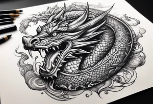 Dragon smoking pipe tattoo idea