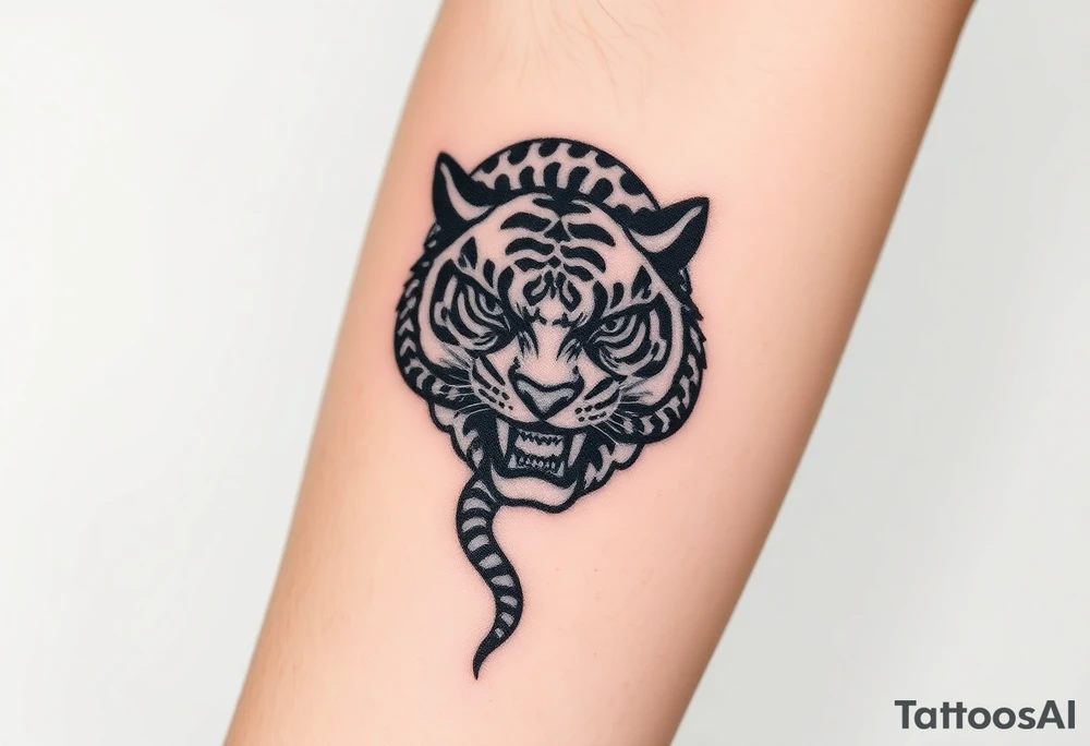 Snake and tiger tattoo idea