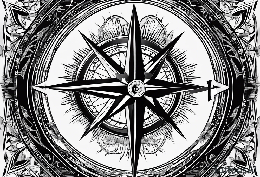 guy faux compass. Slashed lettering long fencing swords for arrows tattoo idea
