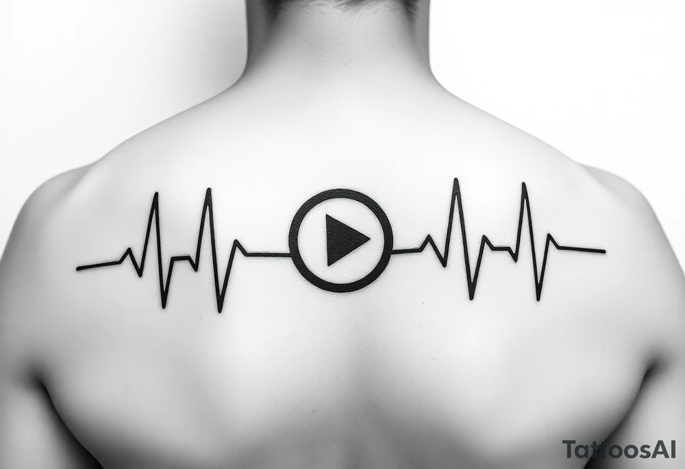 Play pause stop symbol in a ekg graph tattoo idea