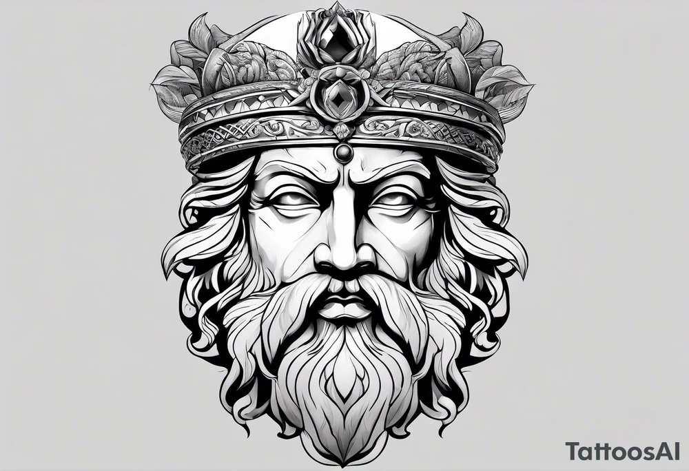 face de Zeus com raios tattoo idea
