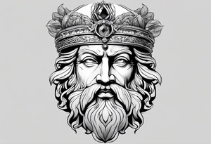 face de Zeus com raios tattoo idea