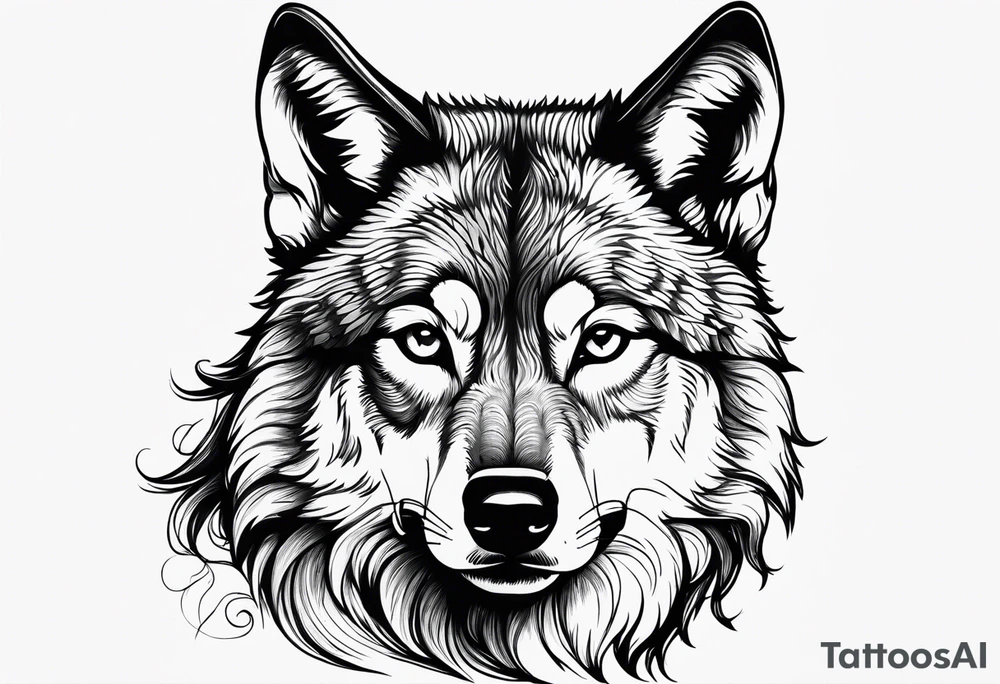 Wolf face toddler girl face tattoo idea