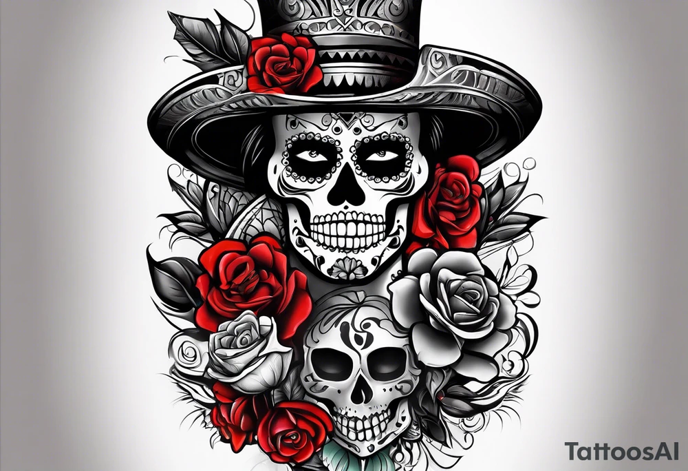 Mexico day of dead  man standing
 drink horizontal cover up tattoo idea