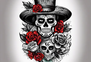 Mexico day of dead  man standing
 drink horizontal cover up tattoo idea