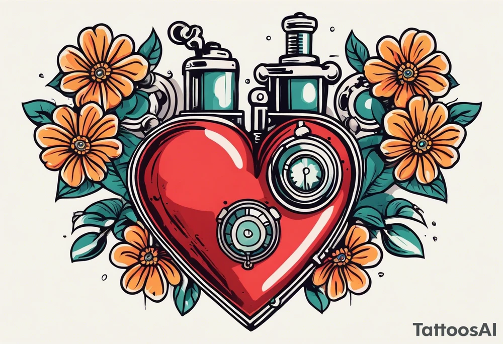 heart with valves
old school vintage simple traditional design surrounded by vintage flowers


bold color simple tattoo idea