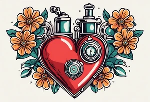 heart with valves
old school vintage simple traditional design surrounded by vintage flowers


bold color simple tattoo idea