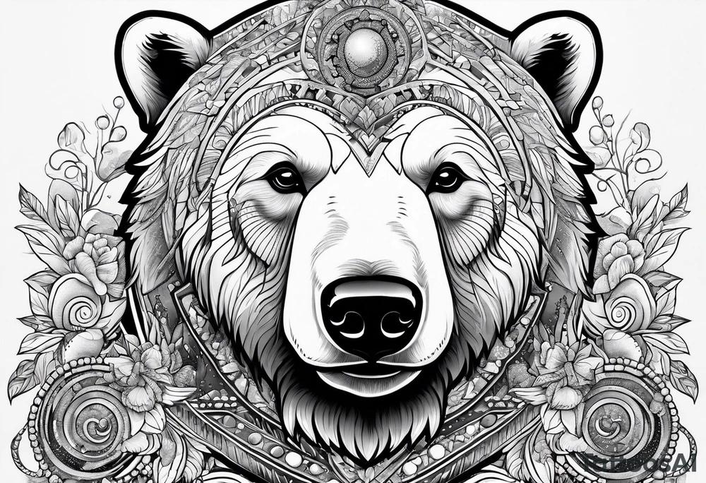 polar bear working in a bank tattoo idea