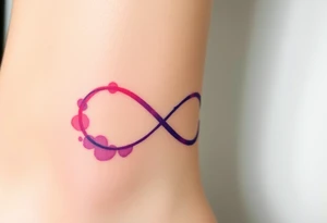 A watercolor infinity design in pastel pink and purple hues, with "láska" softly blending into the curves, creating a dreamy effect tattoo idea