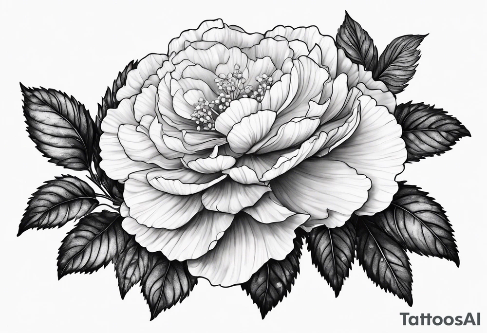 Begonia flower, hydrangeas, marigolds tattoo idea
