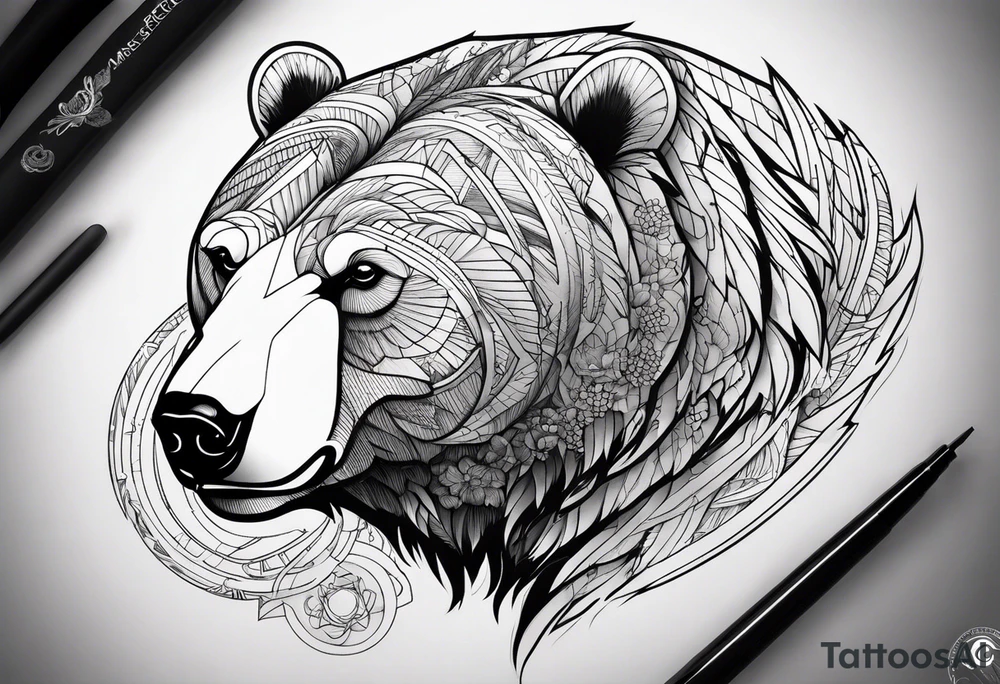 Polar bear in a minimalist but masculine
way tattoo idea